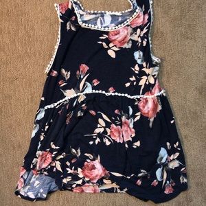 Navy Top with Pink Flowers